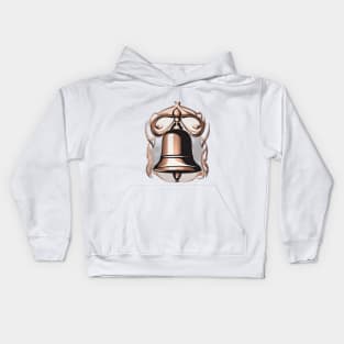 Vintage Copper Bell with Ornate Art Nouveau Design No. 456 Kids Hoodie